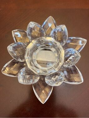 Crystal Lotus Tealight Candle Holder - Clear